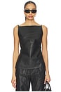 view 1 of 4 Leather Square Neck Top in Black