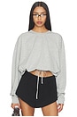 view 1 of 4 Drawstring Long Sleeve Top in Light Grey Marle