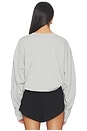 view 3 of 4 Drawstring Long Sleeve Top in Light Grey Marle