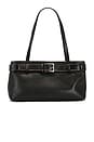 view 1 of 4 BOLSA BAGUETE COM DETALHE DE CINTO ESCOVADO in Black