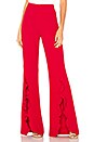 view 1 of 4 Ivy Ruffle Trouser in Carmine Red