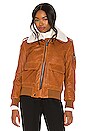 view 2 of 6 Fur Amelia Leather Bomber Jacket in Saddle