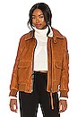 view 3 of 6 Fur Amelia Leather Bomber Jacket in Saddle