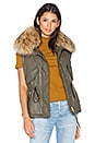view 1 of 4 Dakota Vest with Asiatic Raccoon Fur in Army & Natural Raccoon
