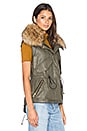 view 2 of 4 Dakota Vest with Asiatic Raccoon Fur in Army & Natural Raccoon
