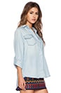 view 2 of 6 Split Back Button Shirt in Light Blue