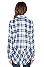 view 3 of 6 Riley Plaid Zipper Split Back Blouse in Indigo