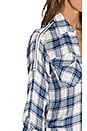 view 4 of 6 Riley Plaid Zipper Split Back Blouse in Indigo