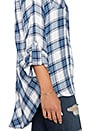 view 5 of 6 Riley Plaid Zipper Split Back Blouse in Indigo