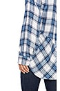 view 6 of 6 Riley Plaid Zipper Split Back Blouse in Indigo