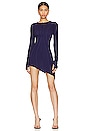 view 1 of 5 Asymmetric Long Sleeve Mini Dress in Space Rib