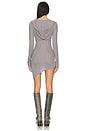 view 5 of 5 Asymmetric Zip Hoodie Dress in Graphite Grey