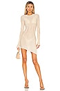 view 1 of 3 Asymmetric Mesh Mini Dress in Nude
