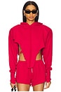 view 1 of 4 V Cut Hoodie in Radish Red