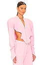 view 2 of 4 V Cut Zip Up Hoodie in Pink