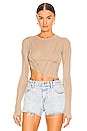 view 1 of 4 Asymmetric Long Sleeve Tee in Taupe