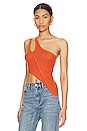 view 3 of 5 Asymmetric One Shoulder Tank in Fire Rib