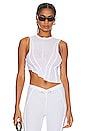 view 1 of 4 Asymmetric Sleeveless Top in White Rib