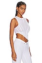 view 2 of 4 Asymmetric Sleeveless Top in White Rib