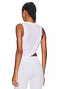 view 3 of 4 Asymmetric Sleeveless Top in White Rib