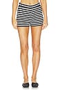 view 1 of 6 Textured Knit Short in Black & Chalk Stripe