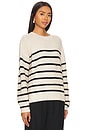 view 2 of 4 Warmer Days Crew Sweater in Toasted Almond Stripe