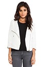 view 1 of 7 3/4 Sleeve Soft Moto Jacket in White