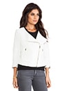 view 3 of 7 3/4 Sleeve Soft Moto Jacket in White