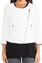 view 5 of 7 3/4 Sleeve Soft Moto Jacket in White