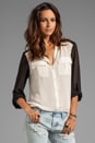 view 1 of 5 Modern Nomad Color Block Blouse en Ivory/Black in Ivory & Black