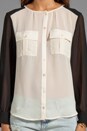 view 3 of 5 Modern Nomad Color Block Blouse en Ivory/Black in Ivory & Black
