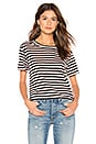 view 1 of 4 T-SHIRT SUTTER STRIPE LINEN in Dark Pink Fizz & Black Stripe