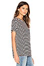 view 2 of 4 T-SHIRT SUTTER STRIPE LINEN in Dark Pink Fizz & Black Stripe