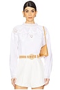 view 1 of 4 Lace Popover Blouse in White
