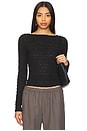 view 1 of 4 Long Sleeve Boat Neck T Shirt in Black