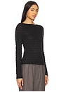 view 2 of 4 Long Sleeve Boat Neck T Shirt in Black