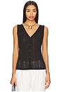 view 1 of 4 Button Front Ribbed Tank in Black