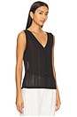 view 2 of 4 Button Front Ribbed Tank in Black