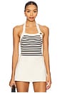 view 1 of 4 Sunkissed Rib Halter Top in Black & Macrame Stripe 2