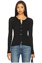 view 1 of 4 Lightweight Ribbed Cardi Top in Black