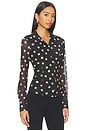 view 2 of 4 Fitted Mesh Button Down Top in Pop Spot