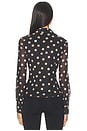 view 3 of 4 Fitted Mesh Button Down Top in Pop Spot