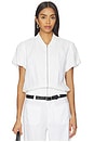view 2 of 5 Everly Linen Bomber Top in White