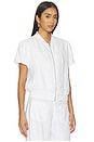 view 3 of 5 Everly Linen Bomber Top in White