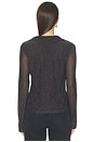 view 4 of 4 Fitted Mesh Button Down Top in Espresso Leo
