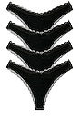 view 1 of 6 B- Edit Biodegradable Four Pack Thong Box in Black