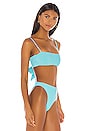 view 2 of 4 Bandeau Bikini Top in Ribbed Caribbean Blue