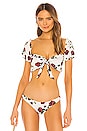 view 1 of 5 Ruffle Sleeve Bikini Top in Cream Rose