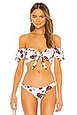 view 2 of 5 Ruffle Sleeve Bikini Top in Cream Rose
