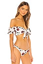 view 3 of 5 Ruffle Sleeve Bikini Top in Cream Rose